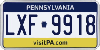 PA license plate LXF9918