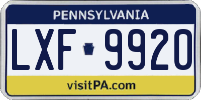 PA license plate LXF9920