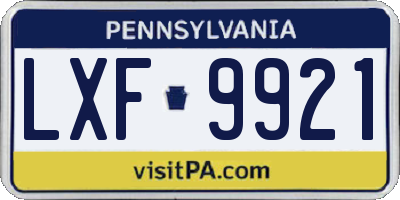 PA license plate LXF9921