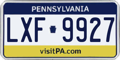 PA license plate LXF9927