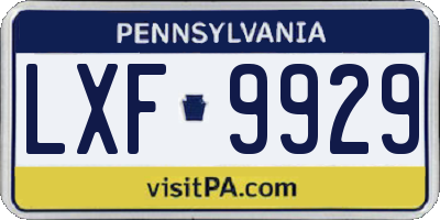 PA license plate LXF9929