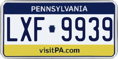 PA license plate LXF9939