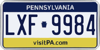 PA license plate LXF9984