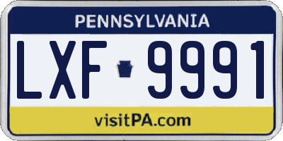 PA license plate LXF9991