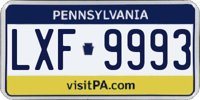 PA license plate LXF9993