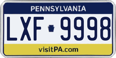 PA license plate LXF9998