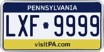PA license plate LXF9999
