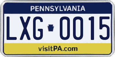 PA license plate LXG0015