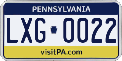 PA license plate LXG0022