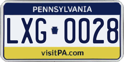 PA license plate LXG0028