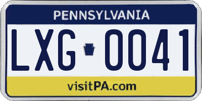 PA license plate LXG0041
