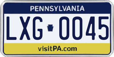 PA license plate LXG0045