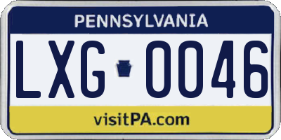 PA license plate LXG0046