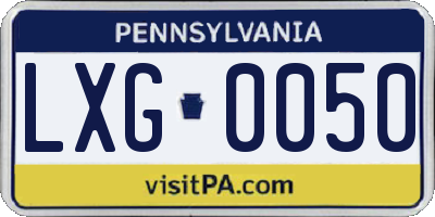 PA license plate LXG0050