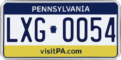 PA license plate LXG0054