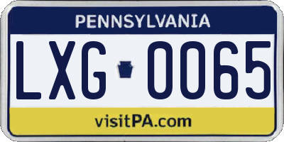 PA license plate LXG0065