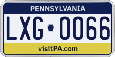 PA license plate LXG0066