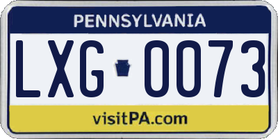 PA license plate LXG0073