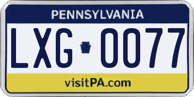 PA license plate LXG0077