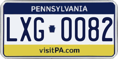 PA license plate LXG0082