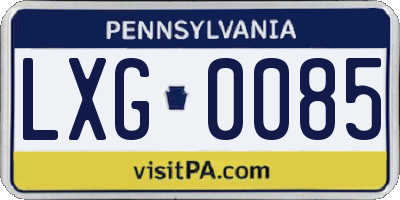 PA license plate LXG0085