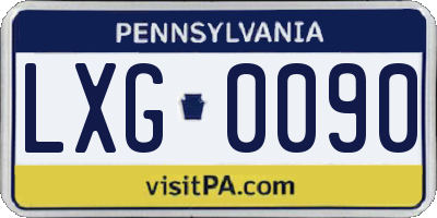 PA license plate LXG0090