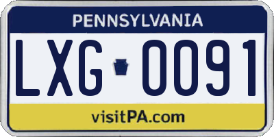 PA license plate LXG0091