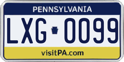 PA license plate LXG0099