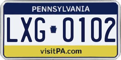 PA license plate LXG0102