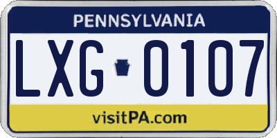 PA license plate LXG0107