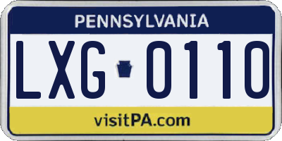 PA license plate LXG0110