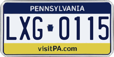 PA license plate LXG0115