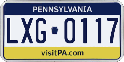 PA license plate LXG0117