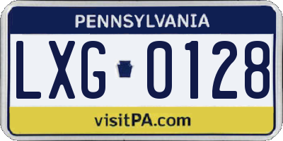 PA license plate LXG0128