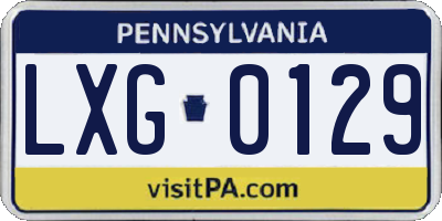PA license plate LXG0129