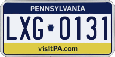 PA license plate LXG0131