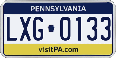 PA license plate LXG0133