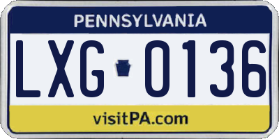 PA license plate LXG0136
