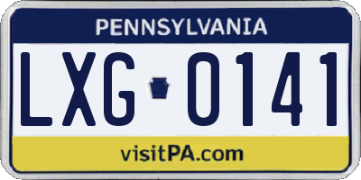 PA license plate LXG0141