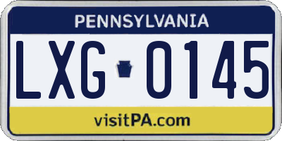 PA license plate LXG0145