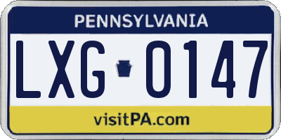 PA license plate LXG0147