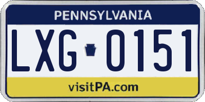 PA license plate LXG0151