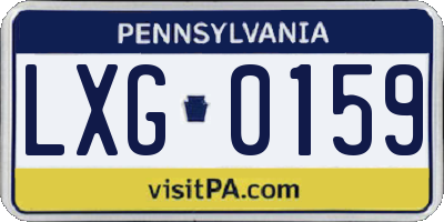 PA license plate LXG0159
