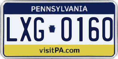 PA license plate LXG0160