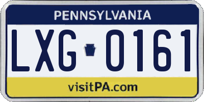 PA license plate LXG0161