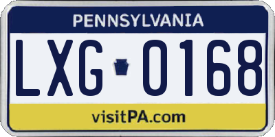 PA license plate LXG0168
