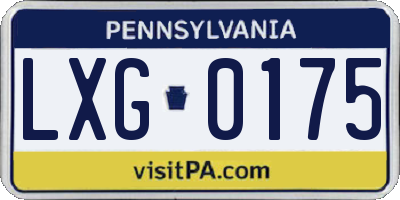 PA license plate LXG0175