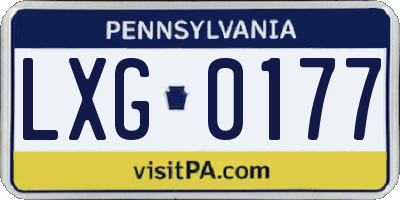 PA license plate LXG0177