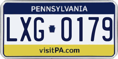 PA license plate LXG0179
