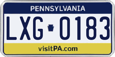 PA license plate LXG0183